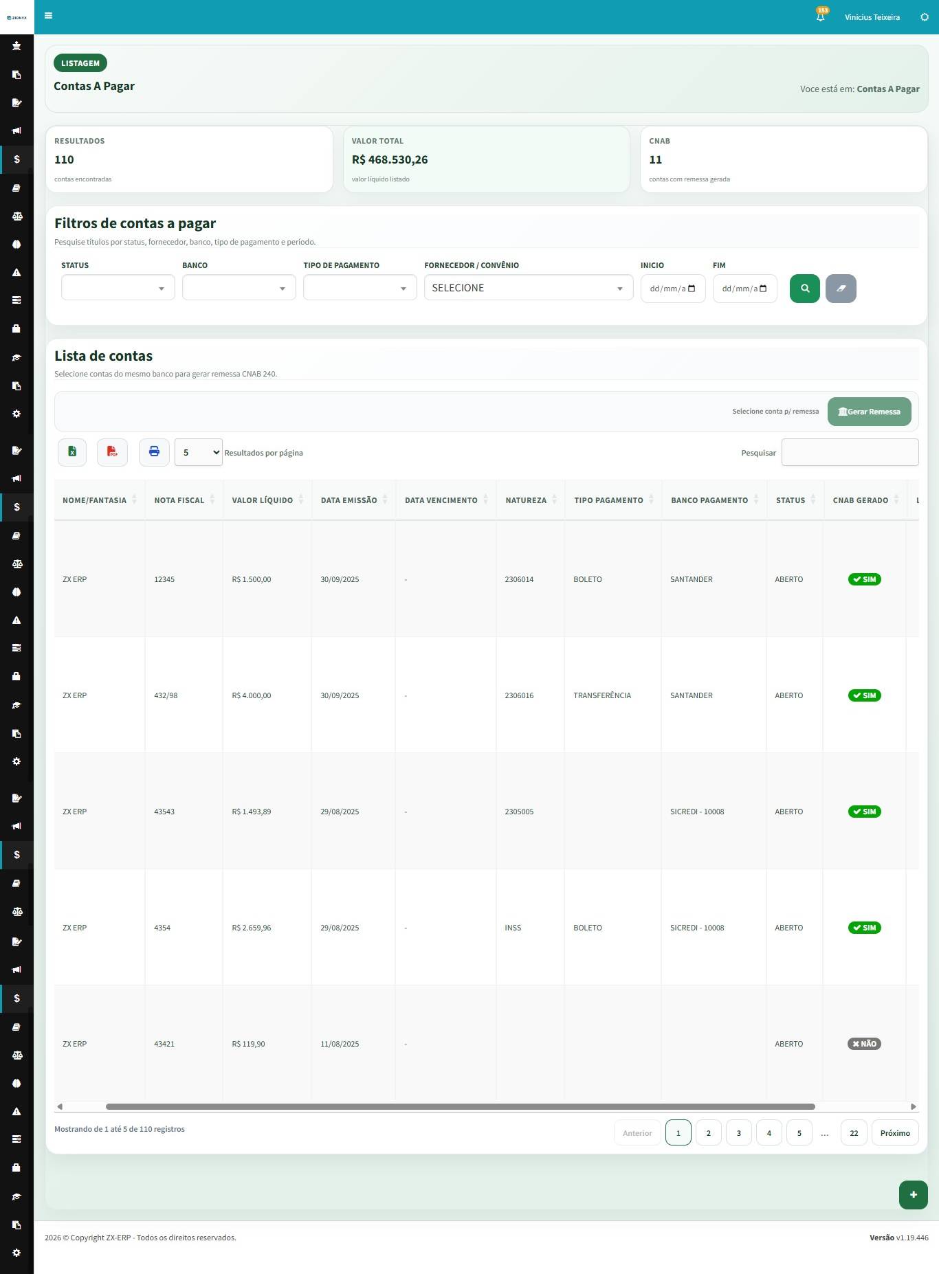 ZX ERP - Mockup Financeiro